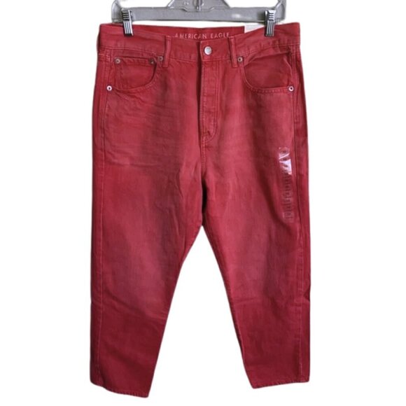 American Eagle Outfitters Faded Buttonfly Washed Red Women's Jeans Size 10XShort - Picture 1 of 7